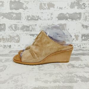 New Sofft Strathmore Heel Ginger Tan Suede Mule Peep Toe Wedge Sandal O385